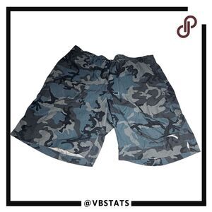Anta Men's Camo Woven Elastic Waist Athletic Shorts Gray‎ Blue Size Large